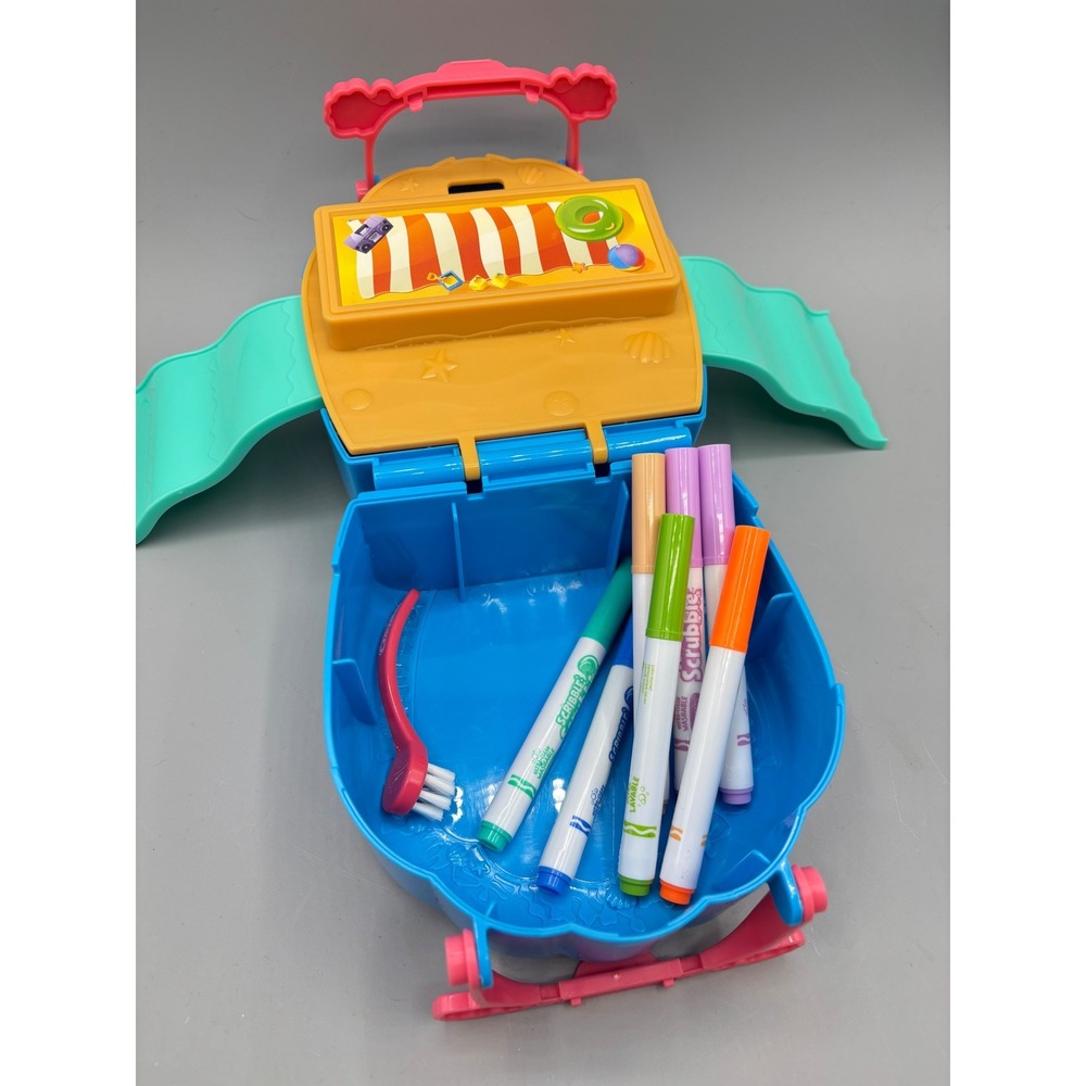 Crayola Scribble Scrubbie Pets Seashell Playset‎ Blue Carrying Case with Markers